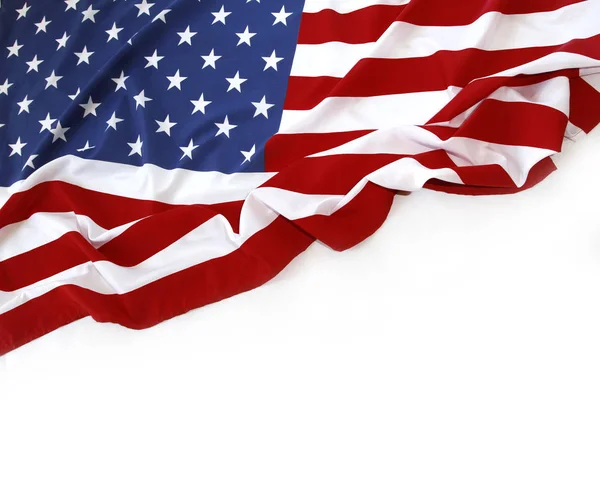 Beyaz arkaplanda Amerikan bayrağına yakın plan