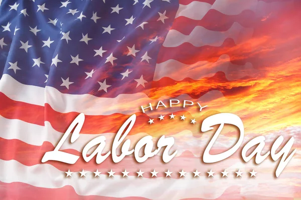 Amerykańska Flaga Niebie Dzień Pracy — Zdjęcie stockowe