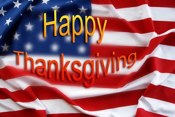 American Flag Happy Thanksgiving Words — Stock Photo, Image