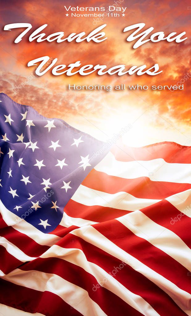 American flag in the sky. Veterans Day