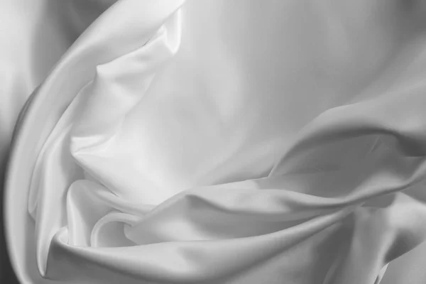 Zbliżenie Falistego Białe Tkaniny Jedwabne — Zdjęcie stockowe