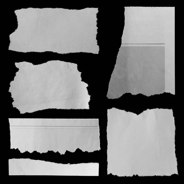 Έξι Κομμάτια Σκισμένο Χαρτί Μαύρο — Φωτογραφία Αρχείου
