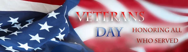 Bandera Americana Mensaje Del Día Los Veteranos — Foto de Stock