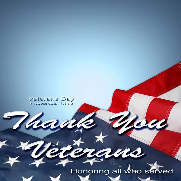 Bandera Americana Azul Texto Del Día Los Veteranos — Foto de Stock