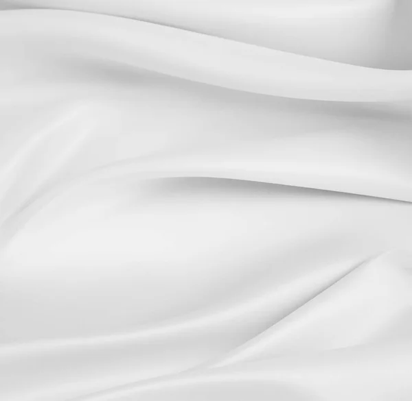 Fechar Tecido Seda Branca Ondulado — Fotografia de Stock
