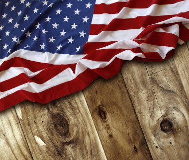 Amerikan bayrağı ve tahta tahtalar