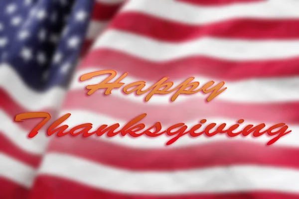 American Flag Happy Thanksgiving Words — Stock Photo, Image