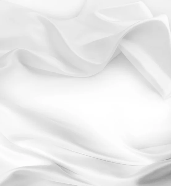 Closeup Rippled White Silk Fabric — Stock Photo, Image