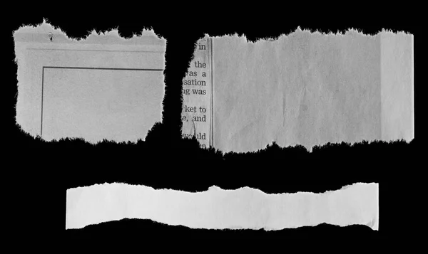 Τρία Κομμάτια Της Σκισμένο Χαρτί Μαύρο — Φωτογραφία Αρχείου