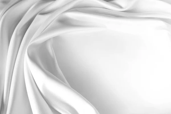 Fechar Tecido Seda Branca Ondulado — Fotografia de Stock