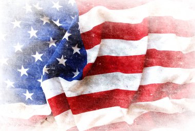 Grungy American flag on white background clipart