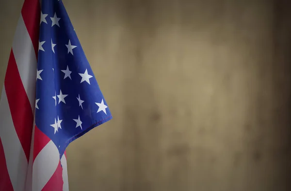 Bandera Americana Frente Fondo Marrón Copiar Espacio — Foto de Stock