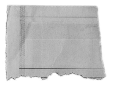 Yırtık kağıt üzerinde düz arka plan izole parçası 