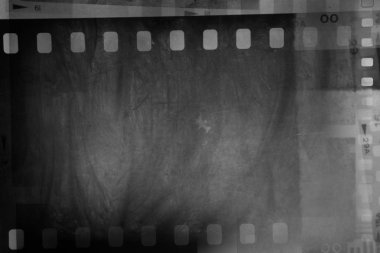 Negatif film kareleri gri arka plan üzerinde