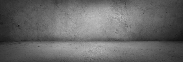 Пустой серый бетонный пол и стена