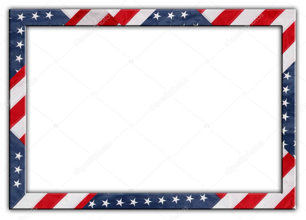 American flag frame border on white