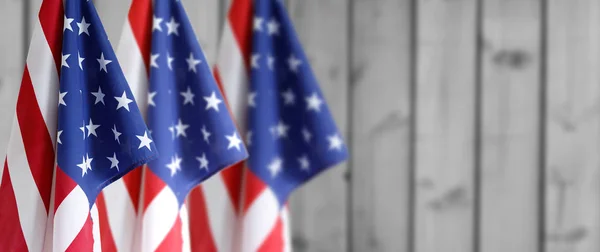 Drie Amerikaanse Vlag Houten Intreepupil Achtergrond — Stockfoto