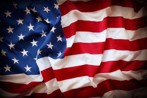 Primo Piano Della Bandiera Americana Increspata — Foto Stock