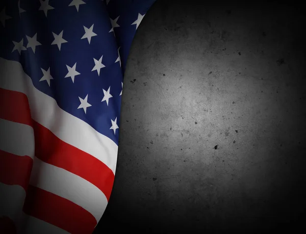 Closeup American Flag Grey Background — Stock Photo, Image