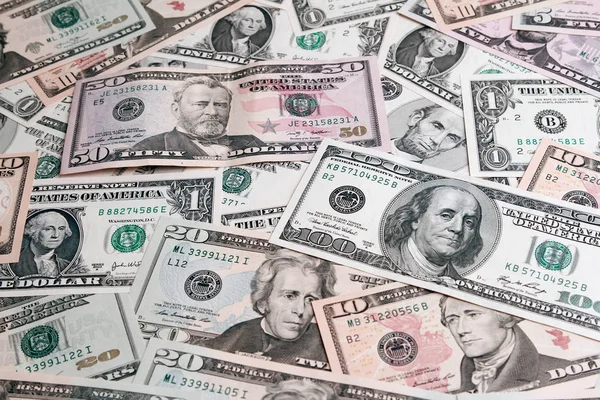 Închiderea Bancnotelor Americane Asortate — Fotografie, imagine de stoc