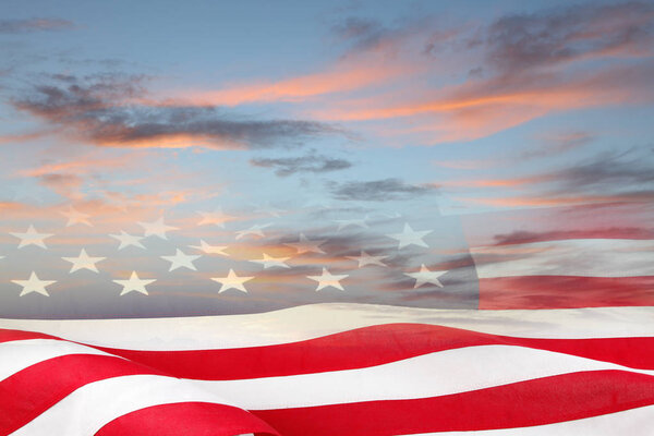 American flag in the sky