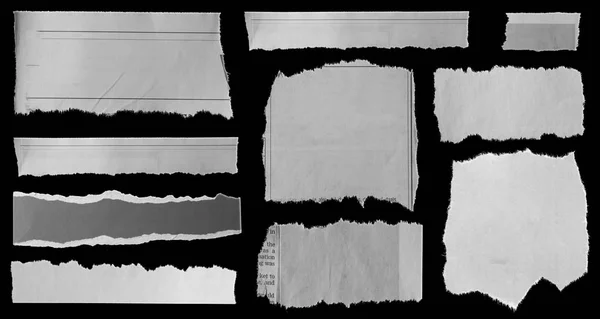 Ten Pieces Torn Paper Black — Stock Photo, Image