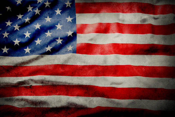 Closeup of grunge American flag