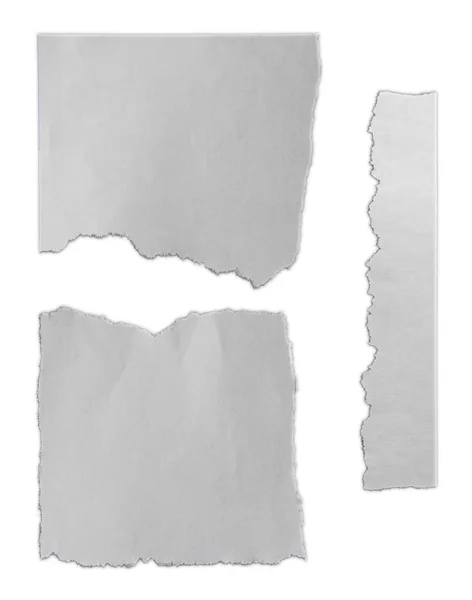 Τρία Κομμάτια Σκισμένου Χαρτιού Απλό Φόντο — Φωτογραφία Αρχείου