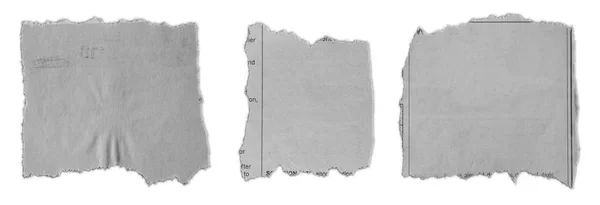 Tři Kusy Roztrhaného Papíru Prostém Pozadí — Stock fotografie