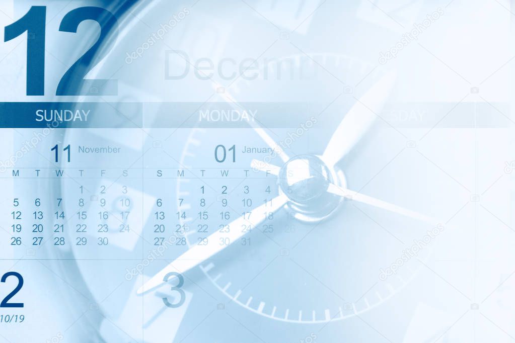 Clock face and calendar composite