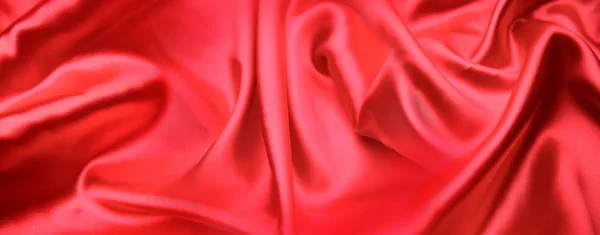 Closeup Vlnky Červené Hedvábné Tkaniny — Stock fotografie