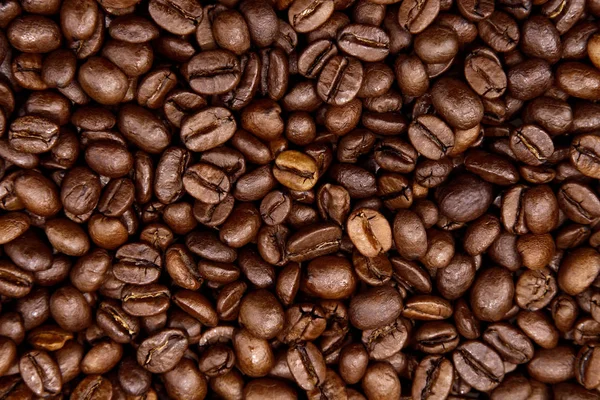 Detailní Záběr Pražených Kávových Zrn — Stock fotografie