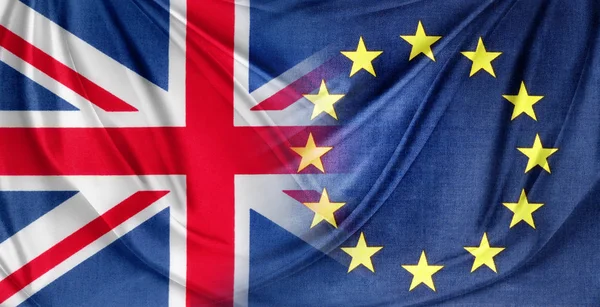Steaguri Britanice Europene Brexit — Fotografie, imagine de stoc