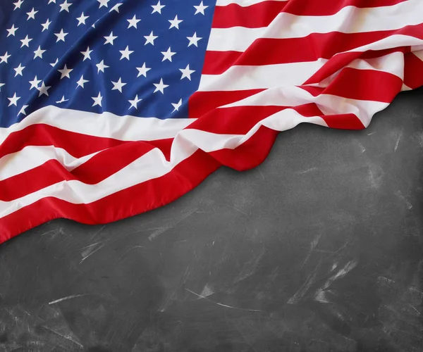 Amerikansk Flagga Svarta Tavlan — Stockfoto