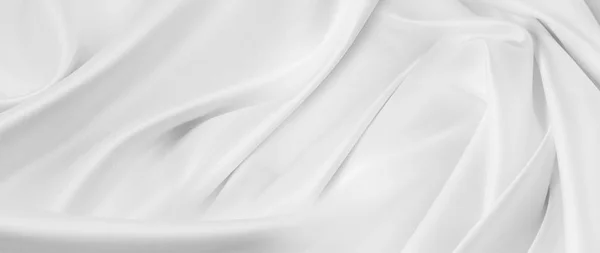 Closeup Rippled White Silk Fabric — Stock Photo, Image