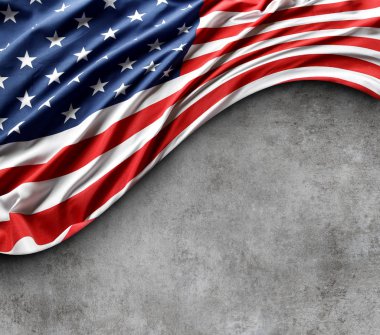 Gri arkaplanda Amerikan bayrağı