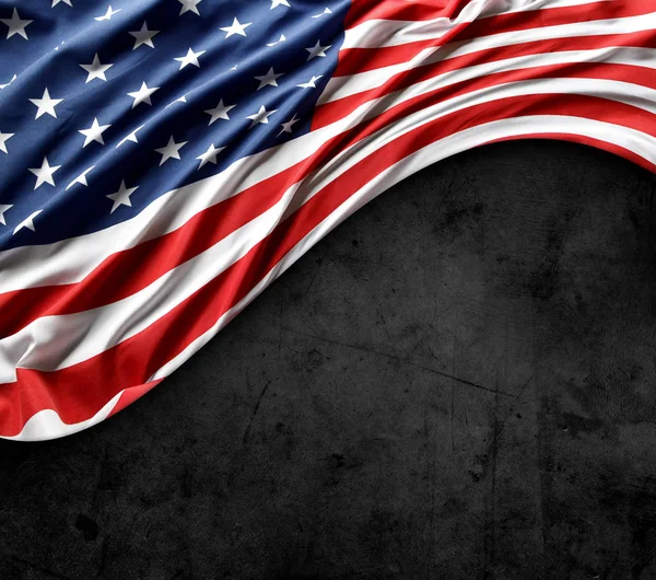 Närbild Amerikanska Flaggan Mörk Grunge Bakgrund — Stockfoto
