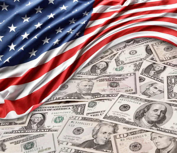 US-Flagge und Bargeld — Stockfoto