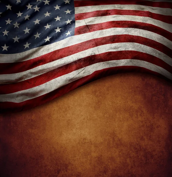 Bandera americana sobre marrón — Foto de Stock