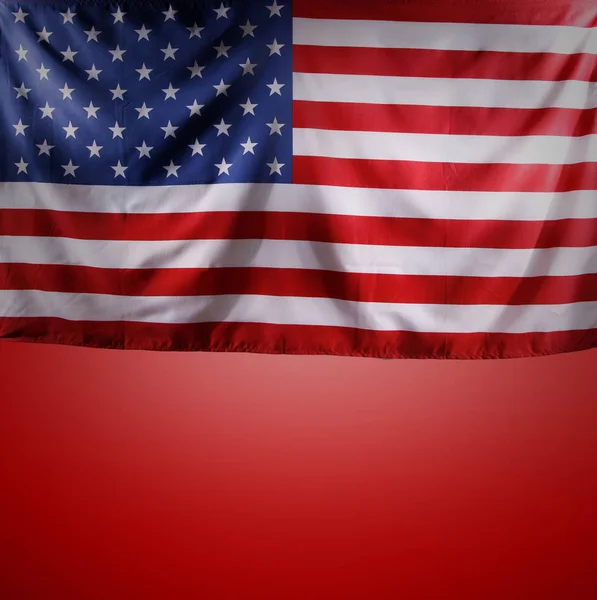 American flag on red