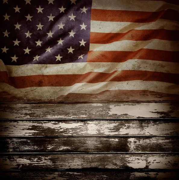 Americká vlajka na desky — Stock fotografie