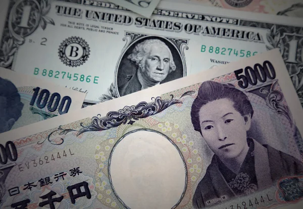 アメリカと円の紙幣 — ストック写真