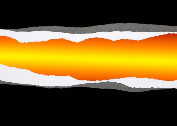黄色纸上的裂开纸 — 图库照片