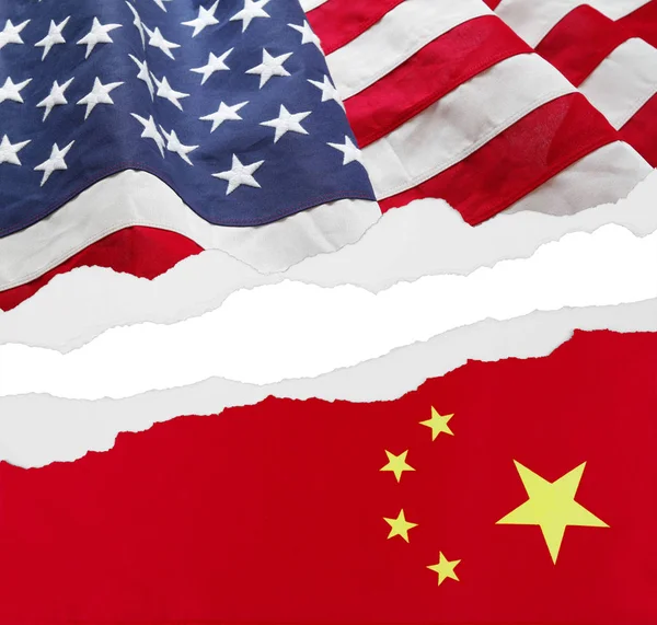 Amerikai és kínai zászlók — Stock Fotó