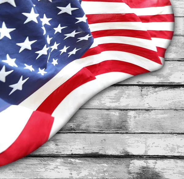 Amerikaanse vlag op de planken — Stockfoto