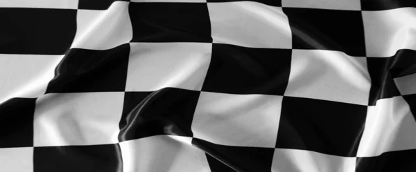 Karierte Schwarz Weiße Flagge Großaufnahme — Stockfoto