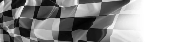 Checkered Preto Branco Bandeira Close — Fotografia de Stock