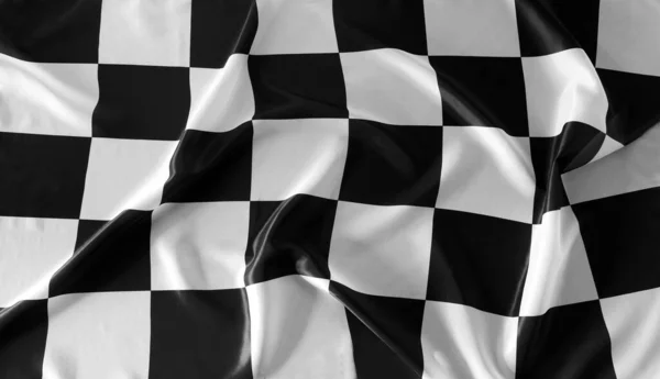 Checkered Preto Branco Bandeira Close — Fotografia de Stock