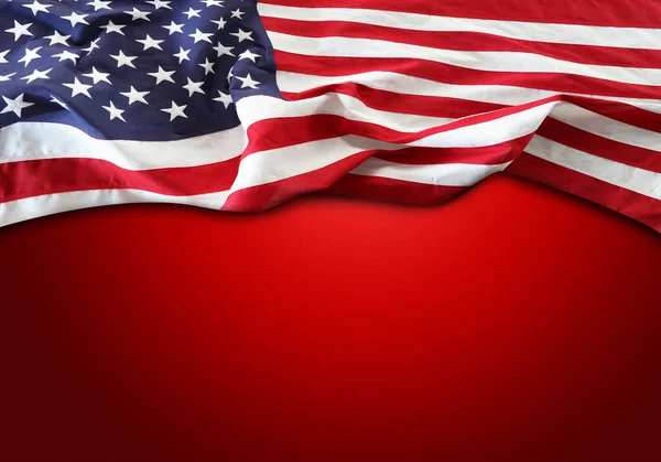 Bandeira Americana Fundo Vermelho — Fotografia de Stock