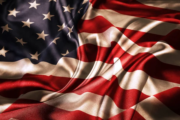 Primer Plano Sedosa Bandera Estadounidense —  Fotos de Stock
